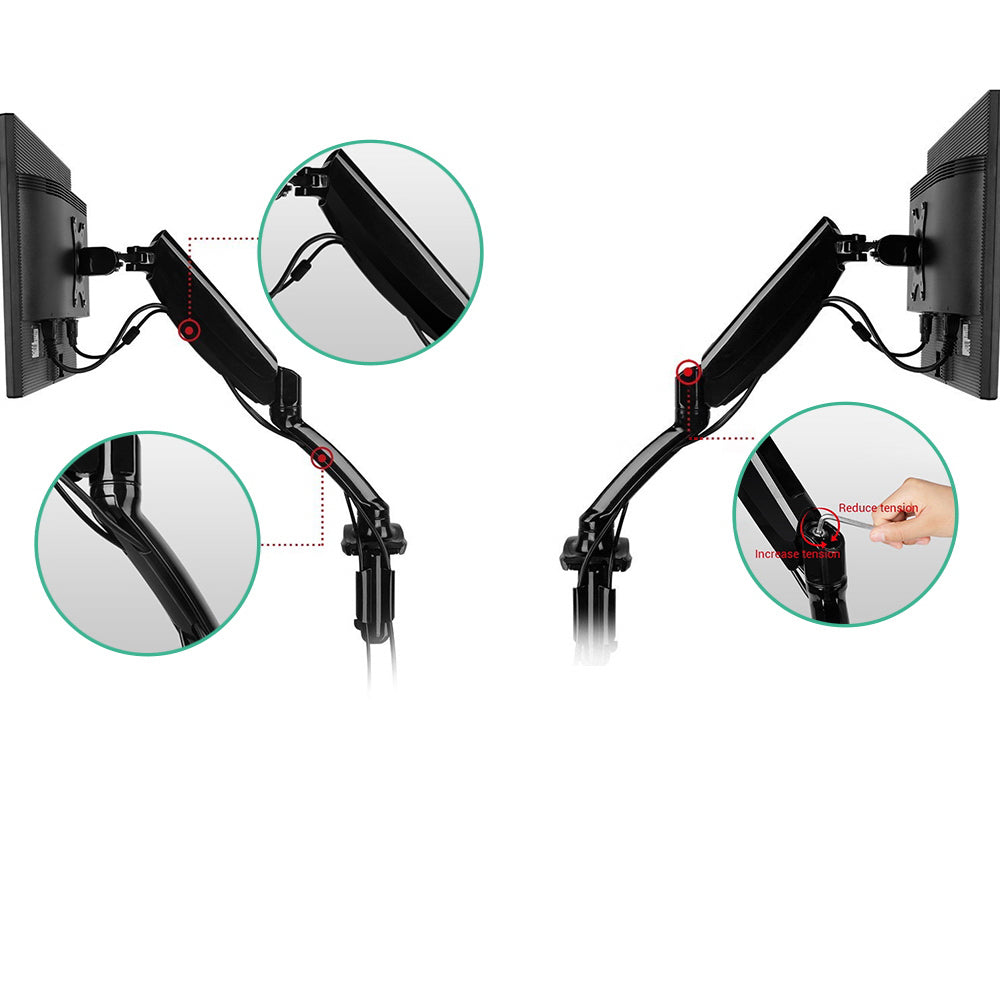 Dual Monitor Arm Stand Brackets - Black