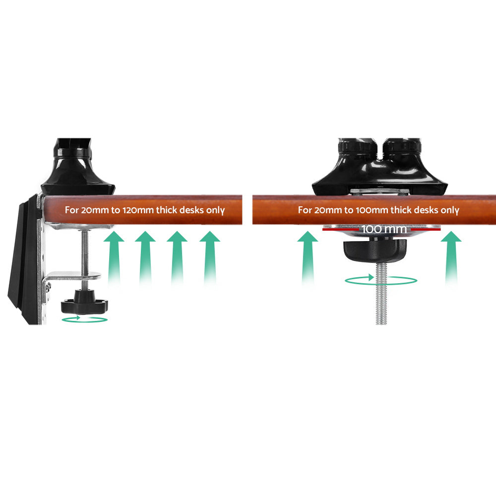 Dual Monitor Arm Stand Brackets - Black