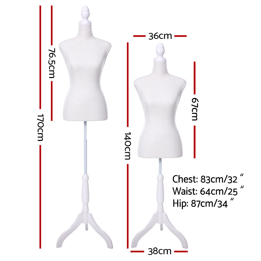 Female Mannequin Model Dressmaker Clothes Display Torso White - 170cm