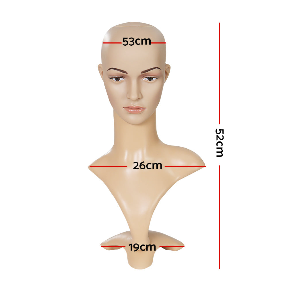 Female Mannequin Head Dummy Model Display Shop Stand - 52cm