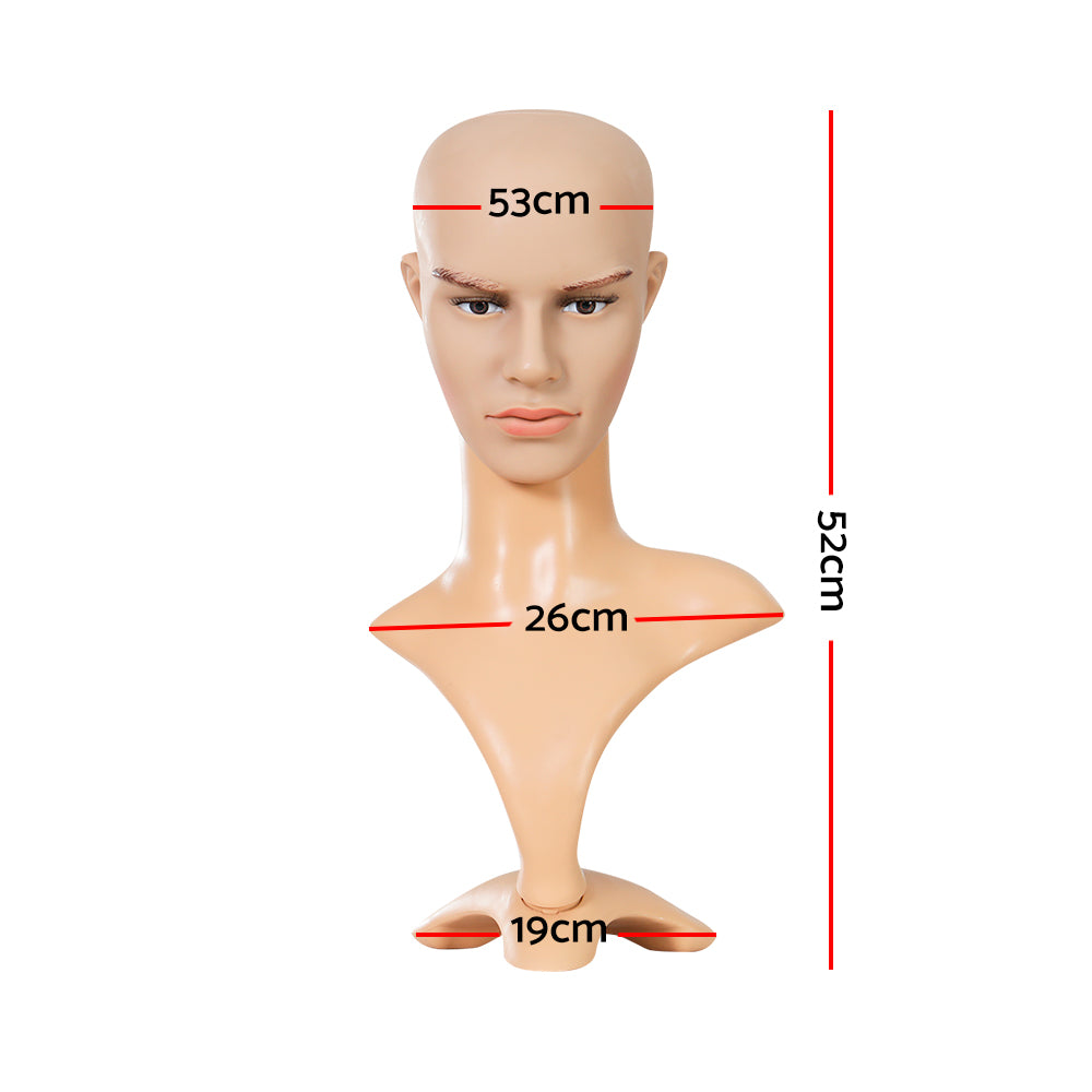 Male Mannequin Head Dummy Model Display Shop Stand Professional - 52cm