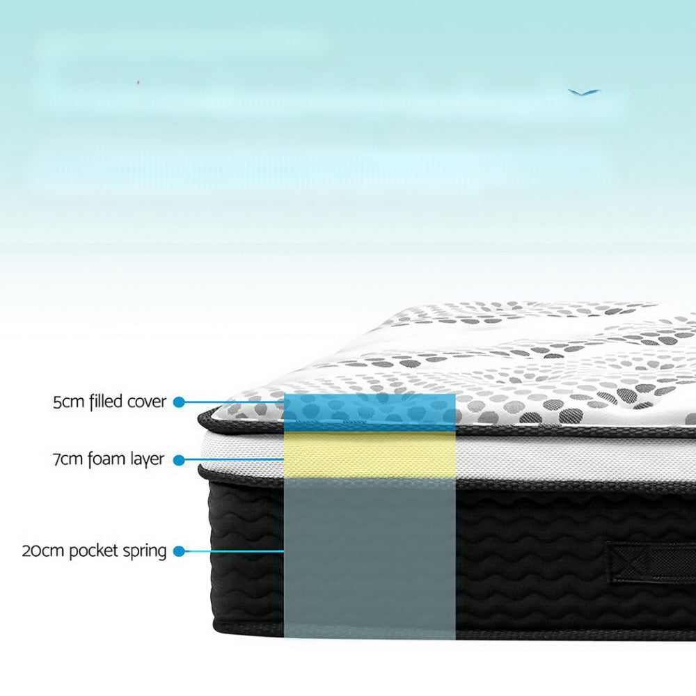 Bedding Euro Top Pocket Spring Mattress Topper - Single/King Single/Double/Queen/King