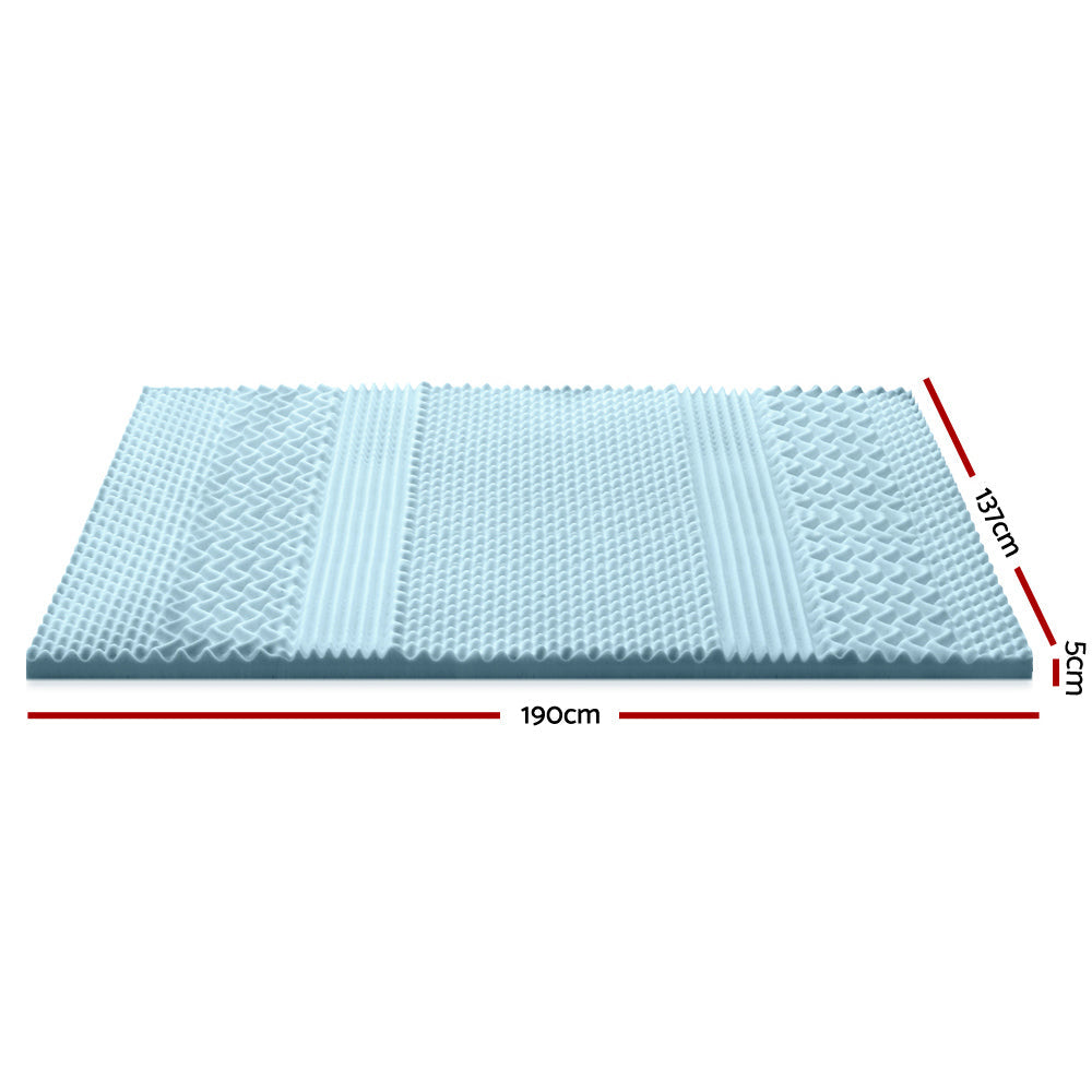 7 Zone Cool Gel Bed Topper with Bamboo Cover 5cm - Double
