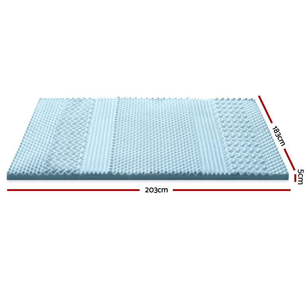 7 Zone Cool Gel Memory Foam Bed Topper with Bamboo Cover 5cm - King