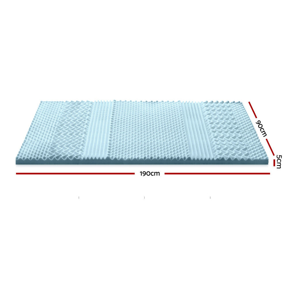 7 zone Cool Gel Bed Topper with Bamboo Cover 5cm - Single