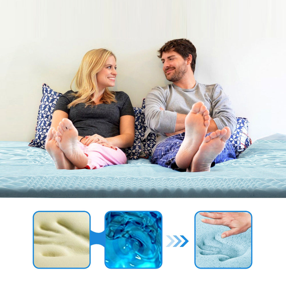 7 Zone Cool Gel Bed Topper with Bamboo Cover 5cm - Double