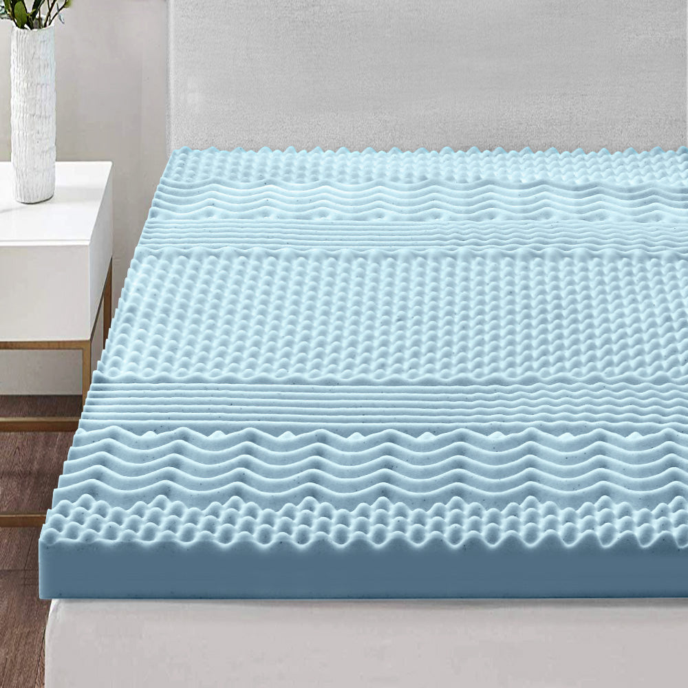7 Zone Cool Gel Memory Foam Bed Topper with Bamboo Cover 8cm - Single