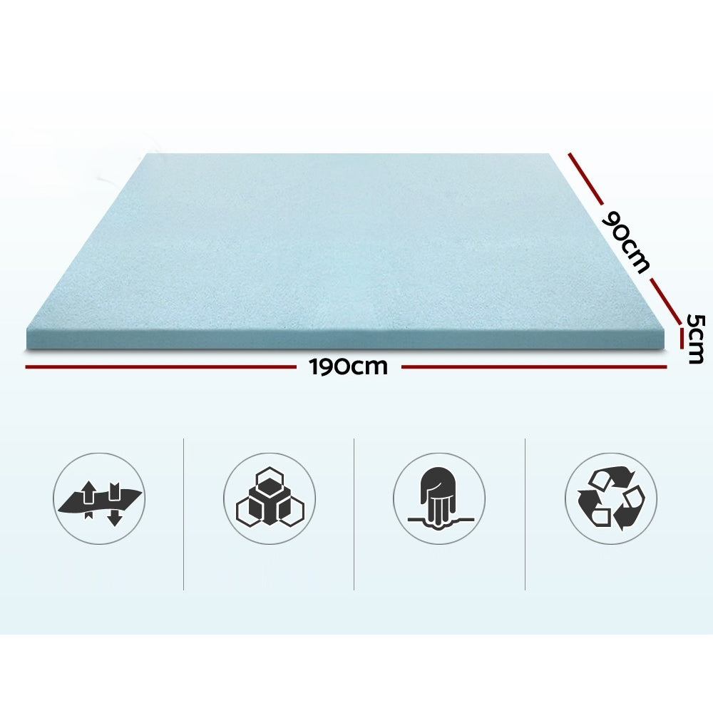 Cool Gel Memory Foam Mattress with Bamboo Cover 5cm - Single