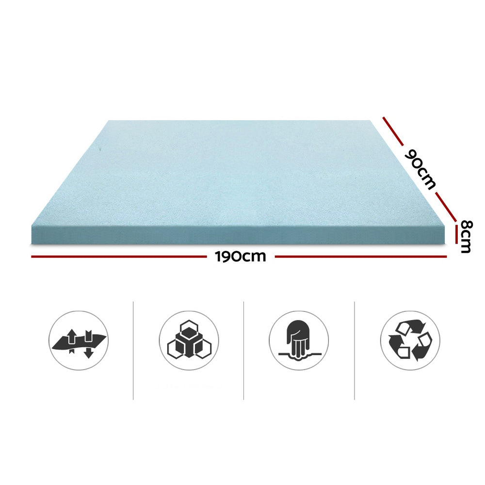 Cool Gel Memory Foam Mattress with Bamboo Cover 8cm - Single