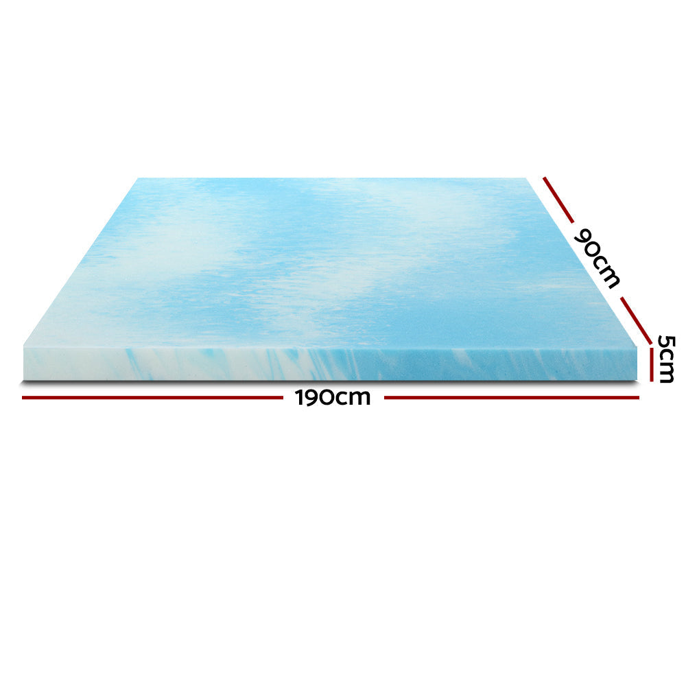 Cool Gel Memory Foam Mattress Topper with Bamboo Cover - Single/Double/Queen/King