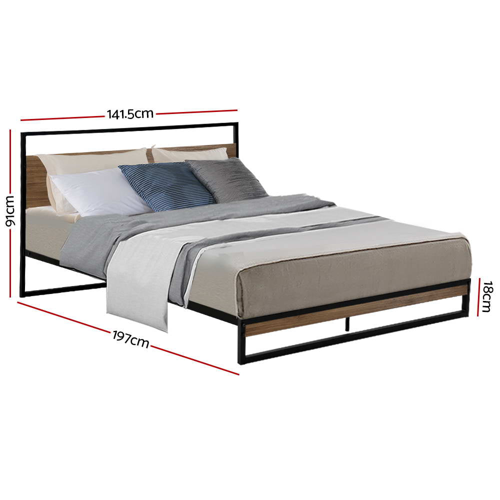 Metal Bed Frame Double Size Mattress Base Platform Foundation Black