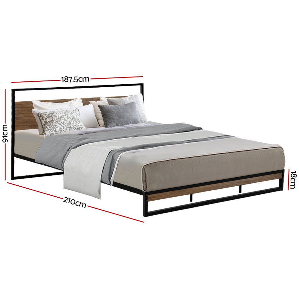Metal Bed Frame King Size Mattress Base Platform Foundation Black