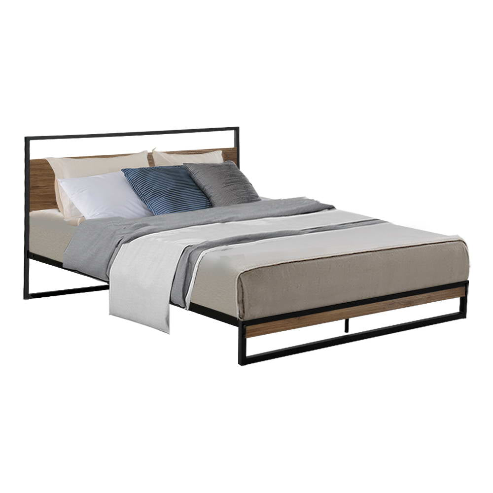 Metal Bed Frame Queen Size Mattress Base Platform Foundation Black