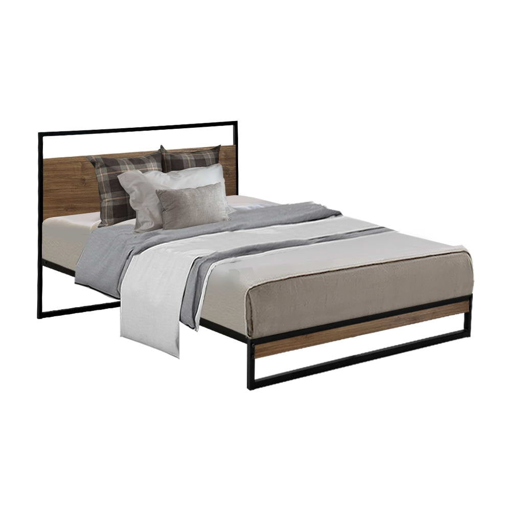 Metal Bed Frame Single Size Mattress Base Platform Foundation Black