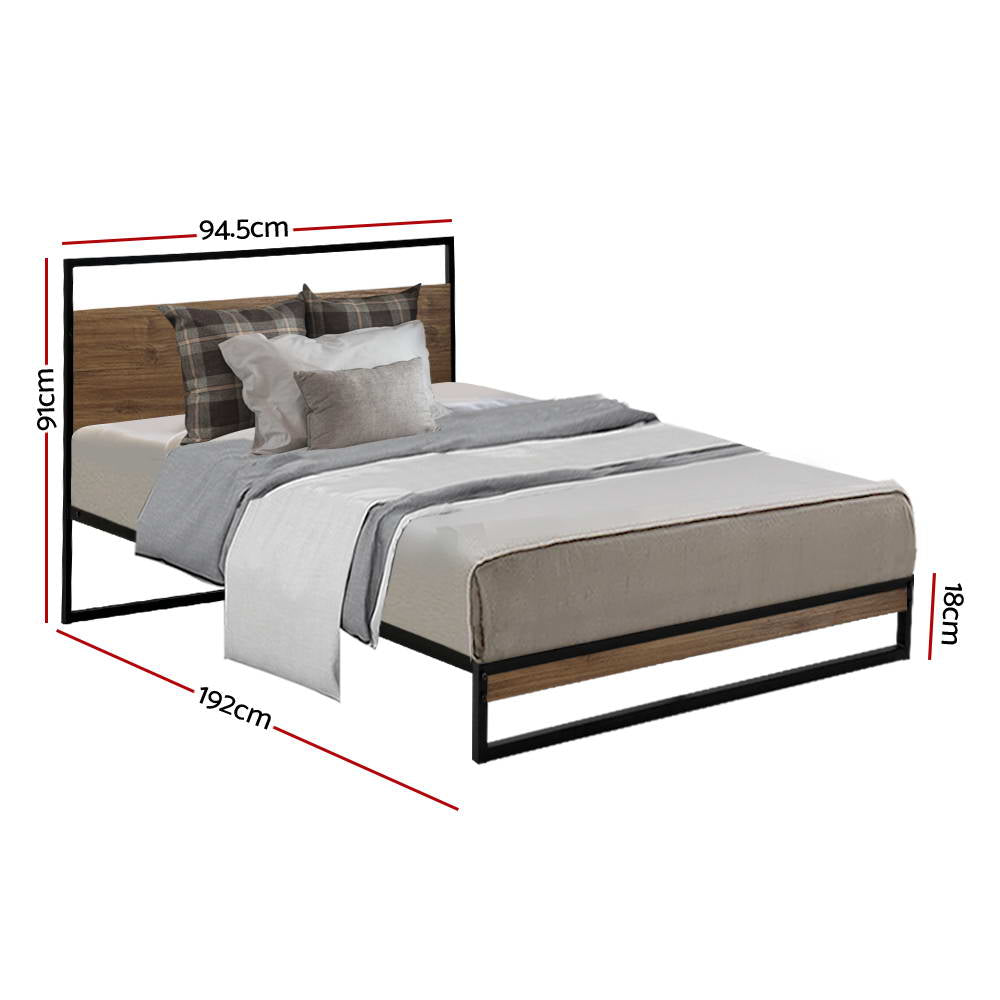 Metal Bed Frame Single Size Mattress Base Platform Foundation Black