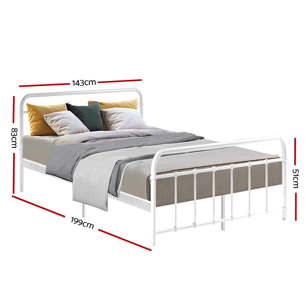 Metal Bed Frame - Double (White)
