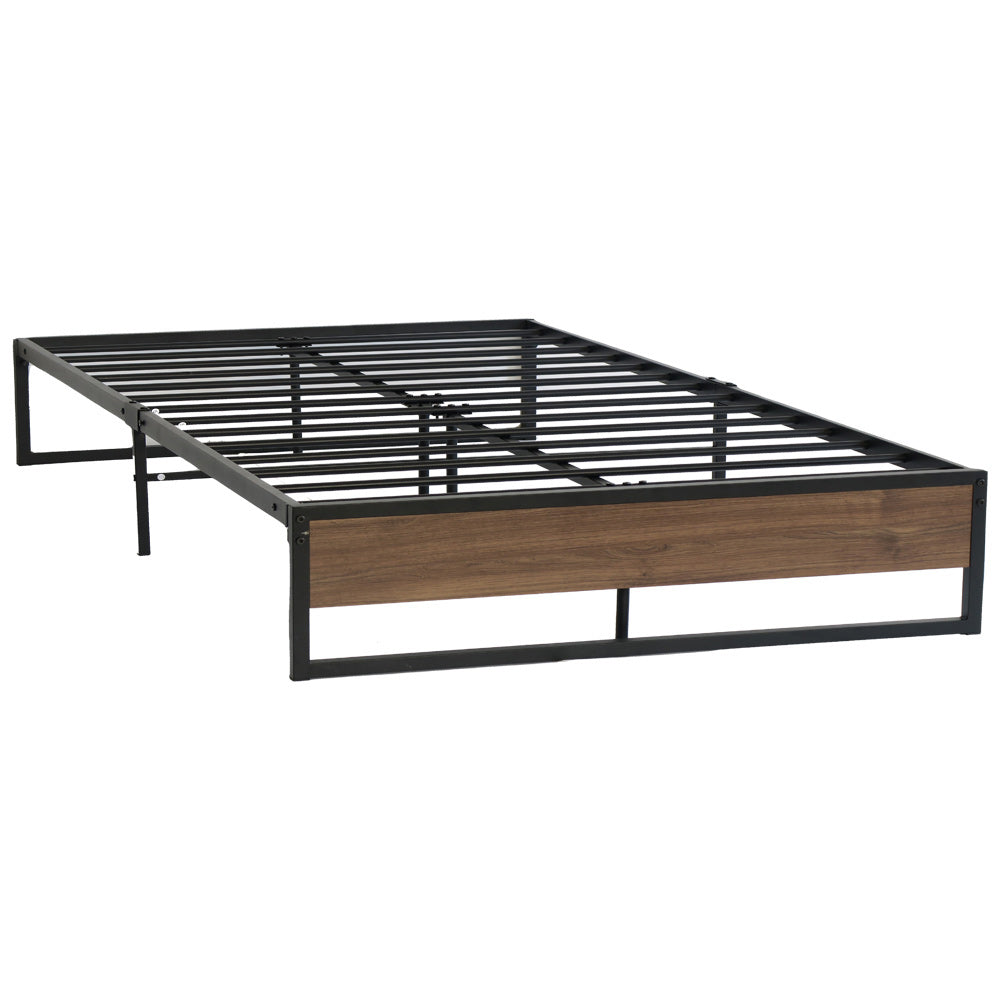 Metal Bed Frame Double Size Mattress Base Foundation Wooden Black