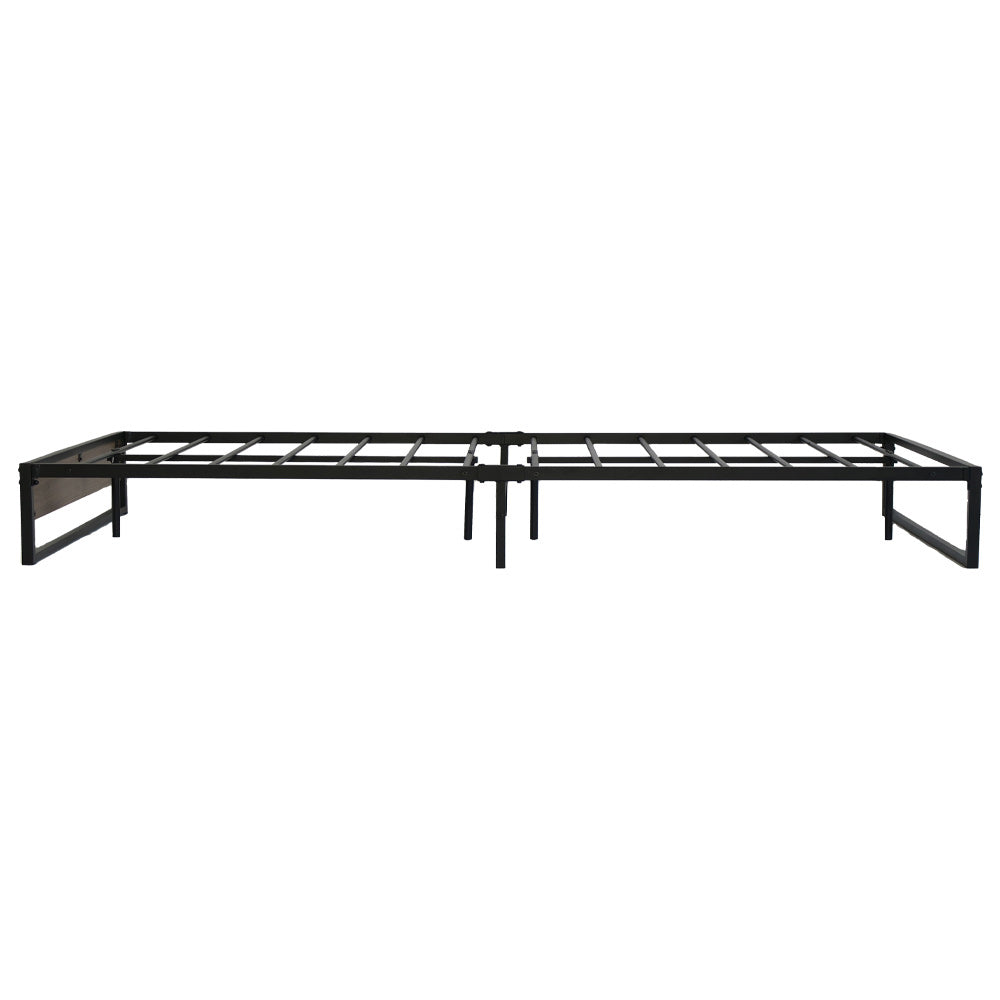 Metal Bed Frame Double Size Mattress Base Foundation Wooden Black