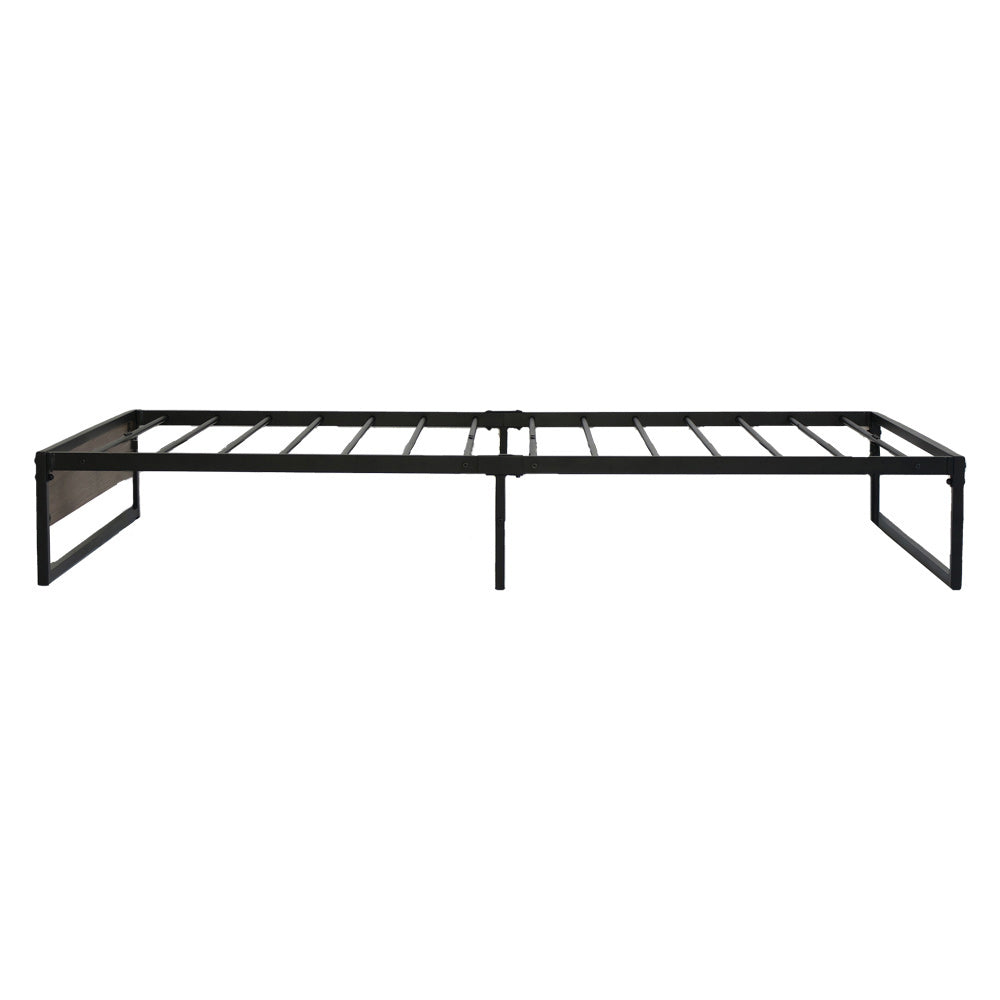 Metal Bed Frame Single Size Mattress Base Platform Wooden Black