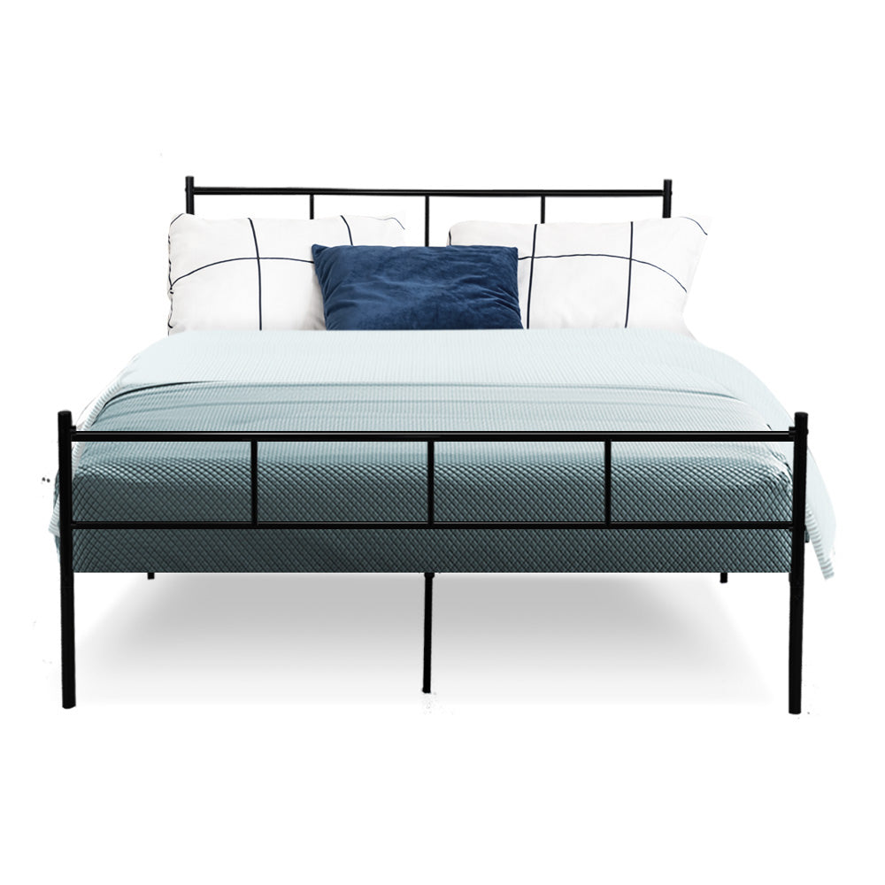 Metal Bed Frame Double Size Platform Foundation Mattress Base Black