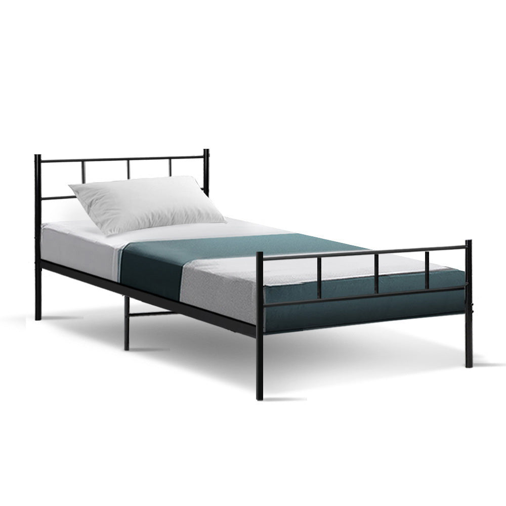 Metal Bed Frame Single Size Platform Foundation Mattress Base Black