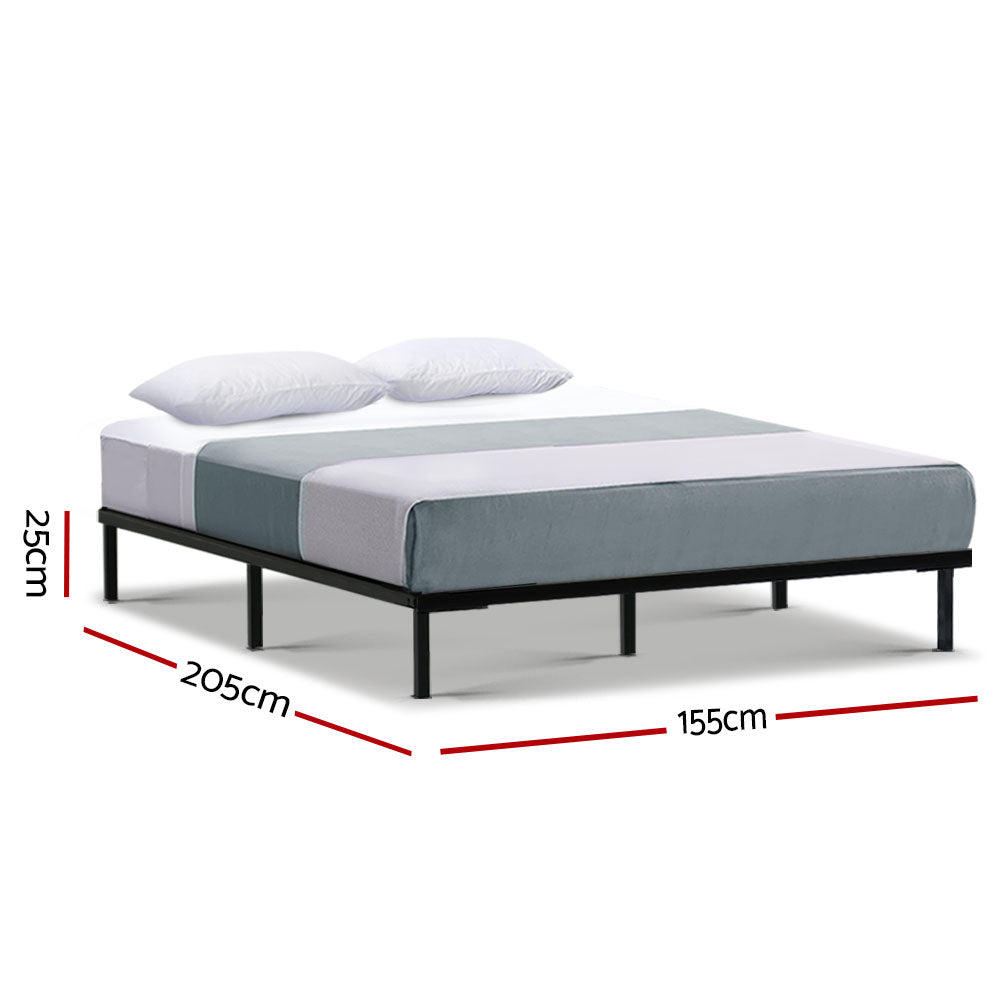 Metal Bed Frame Queen Size Bed Base Platform Foundation Wooden Black