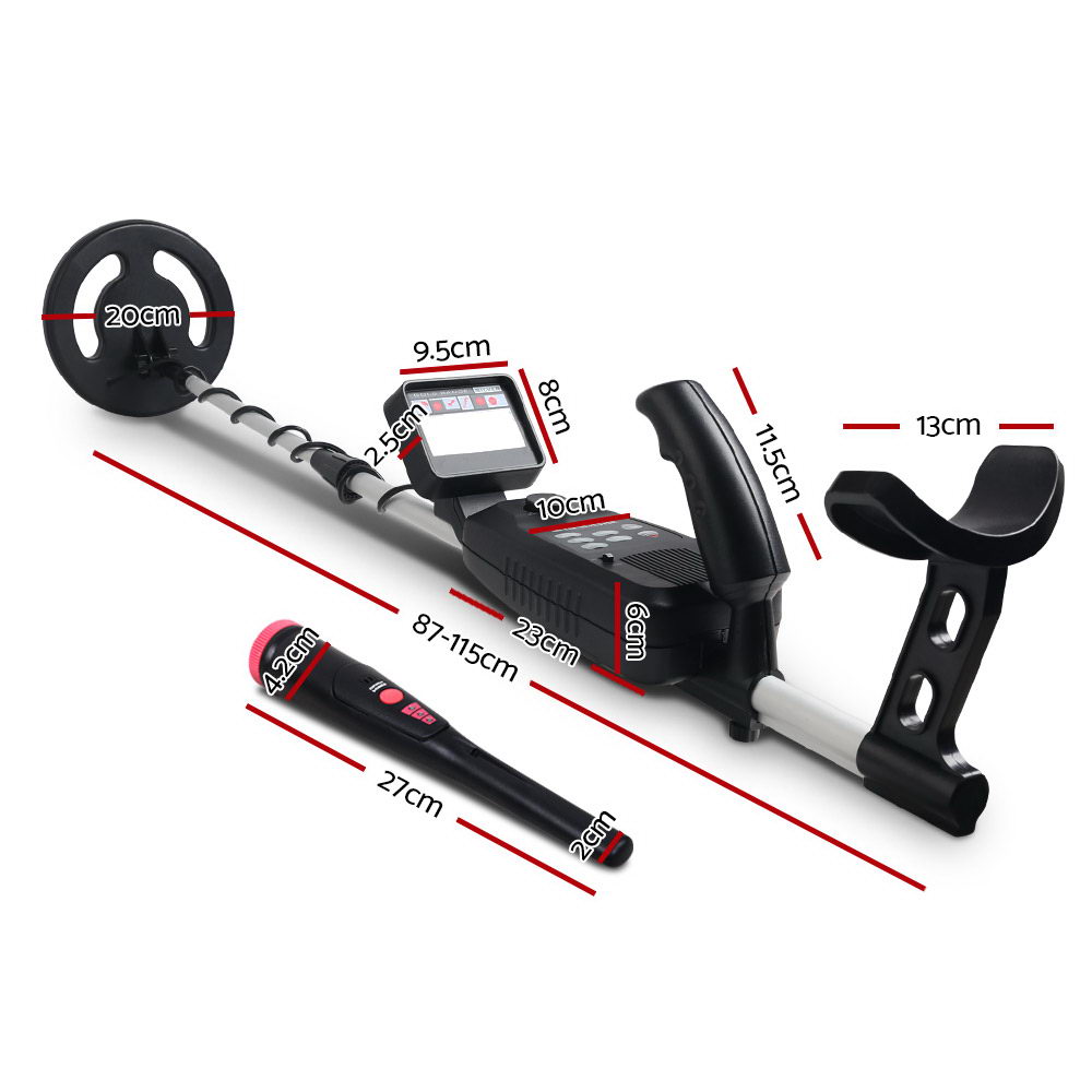 Metal Detector Pinpointer Deep Sensitive Gold Digger Hunter Black - 180mm
