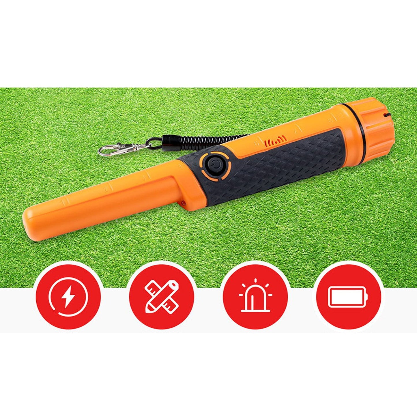 Portable Handheld Metal Detector - Black and Orange