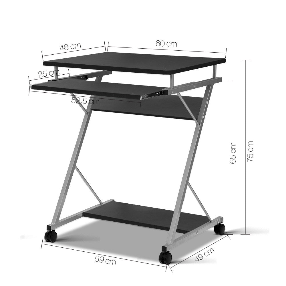 Metal Pull Out Computer Table Desk - Black