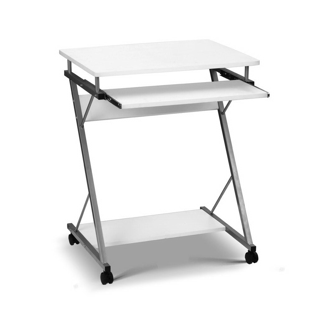 Metal Pull Out Computer Table Desk - White