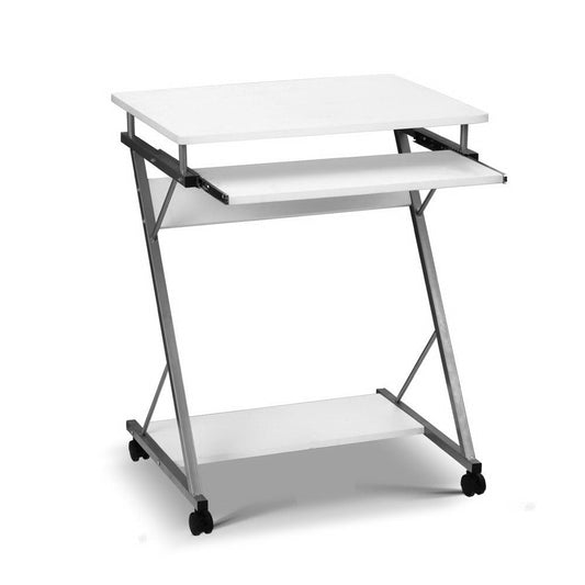 Metal Pull Out Computer Table Desk - White
