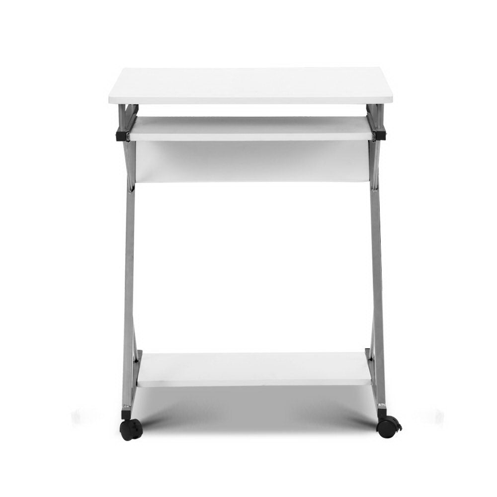 Metal Pull Out Computer Table Desk - White