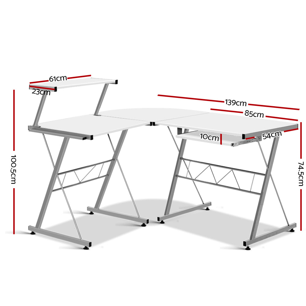 Corner Gaming Computer Desk - White