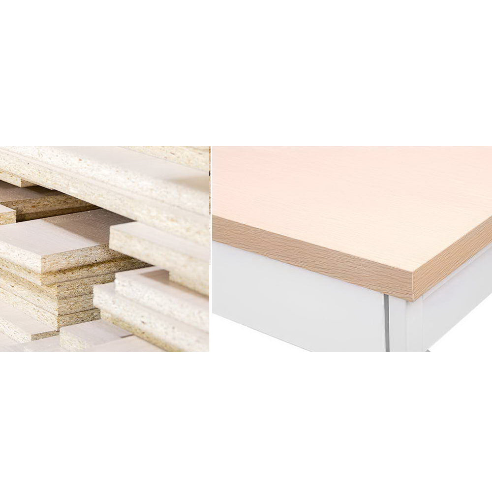 Steel Frame Desk with Drawer - White and Oak