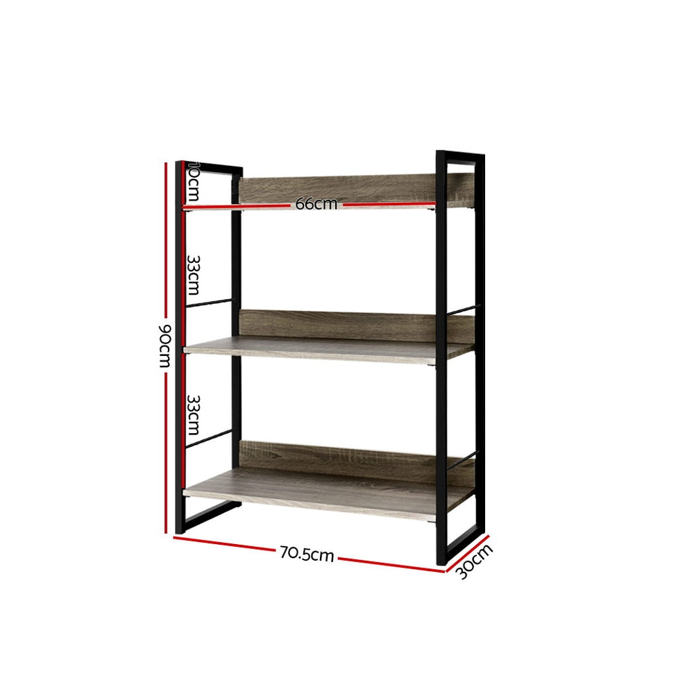 Wooden and Metal Framed Book Shelves - 3 Tier