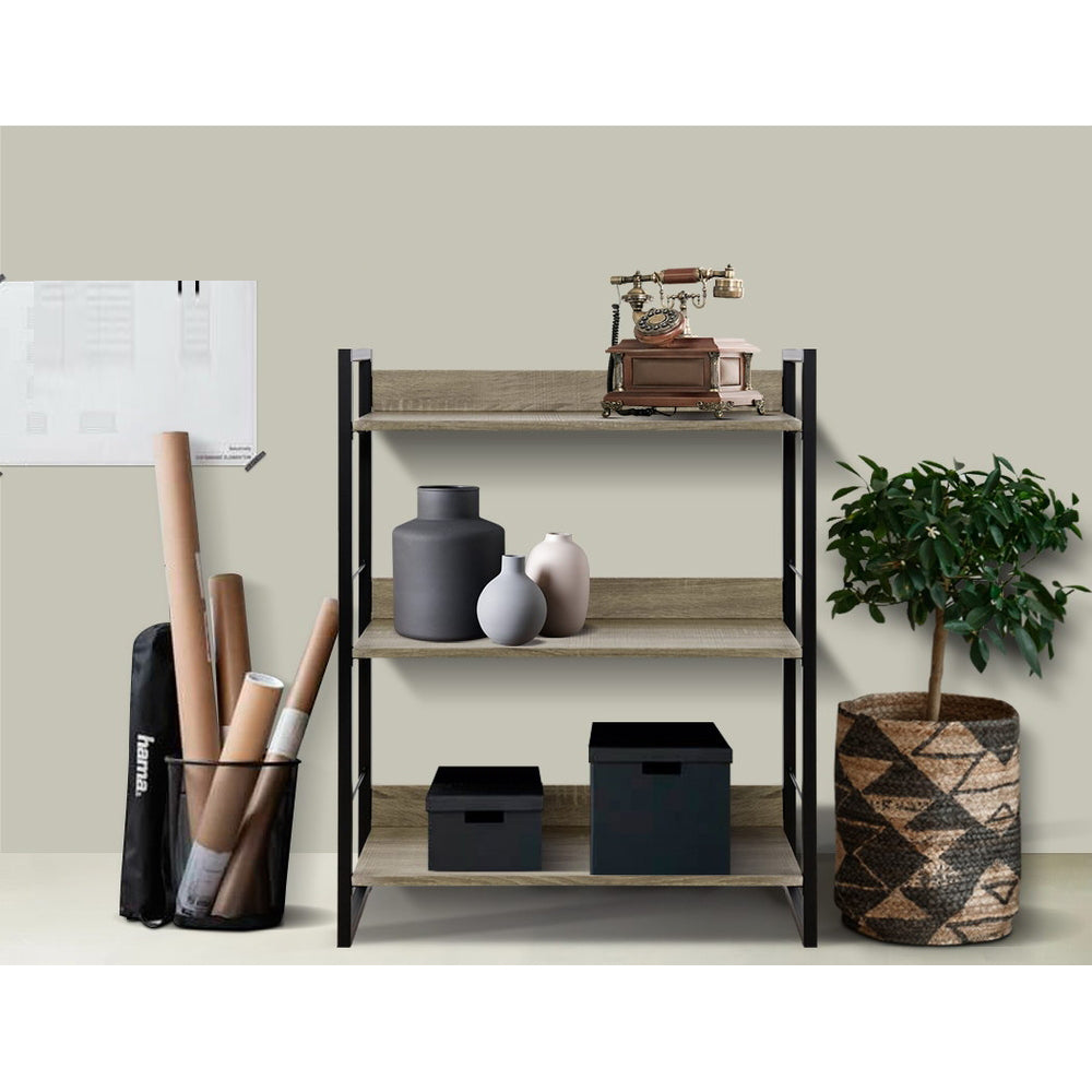 Wooden and Metal Framed Book Shelves - 3 Tier