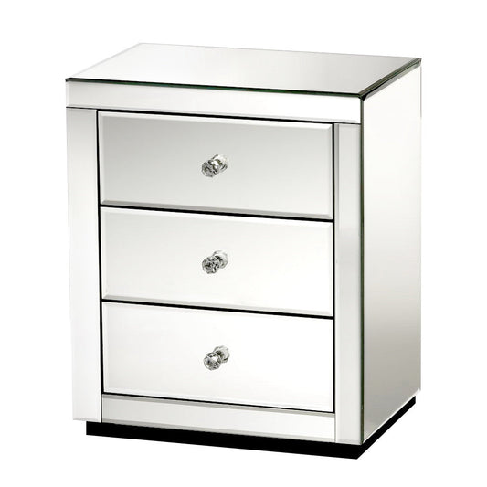 Set of 2 Bedside Tables Drawers Mirrored Side End Table Cabinet Nightstand