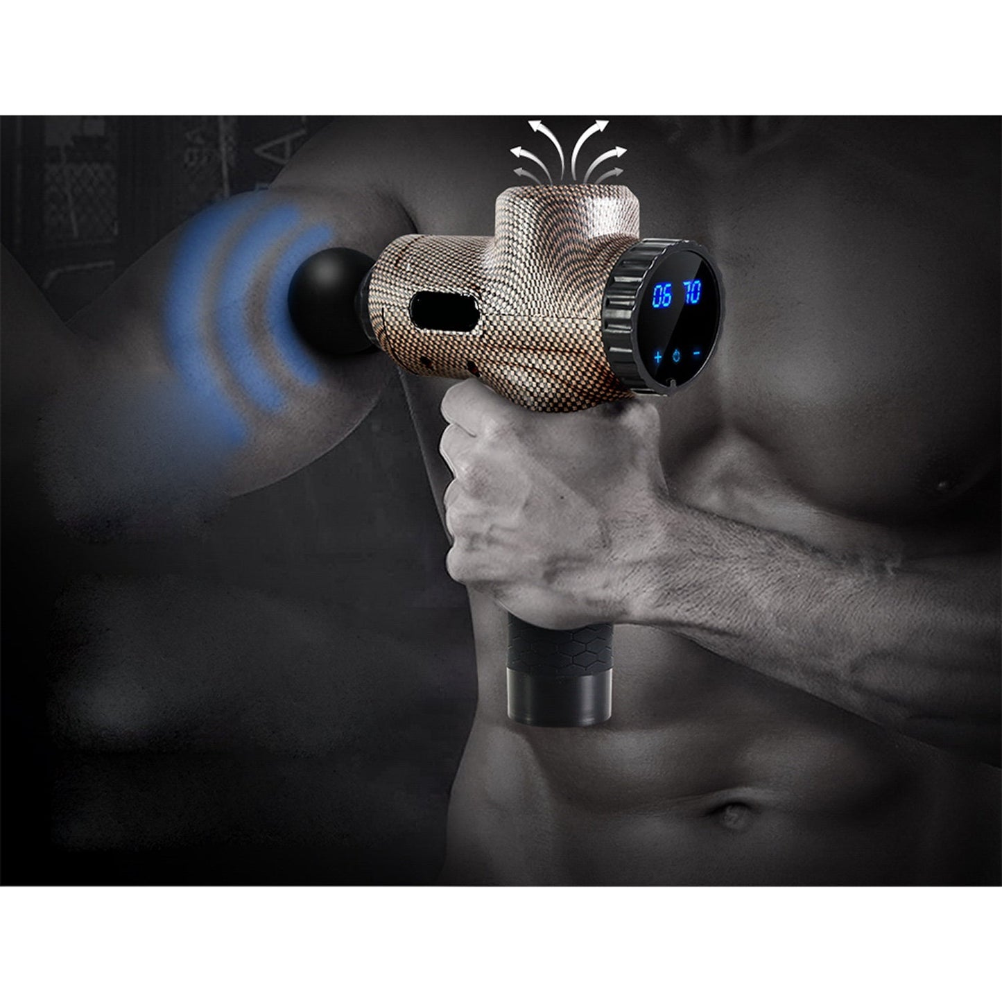 Electric Massage Gun with LCD - Black and Gold