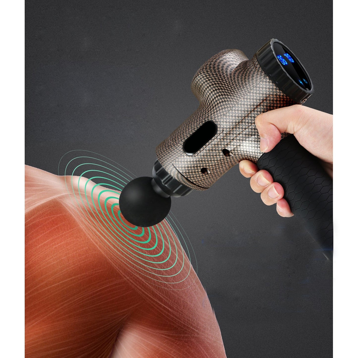 Electric Massage Gun with LCD - Black and Gold