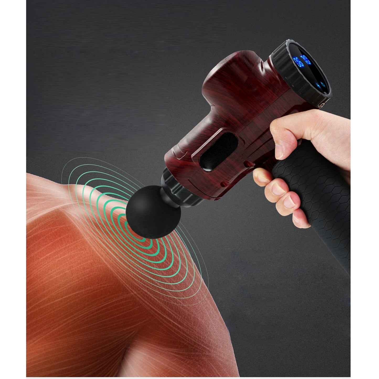 Electric Massage Gun with LCD - Mahogany