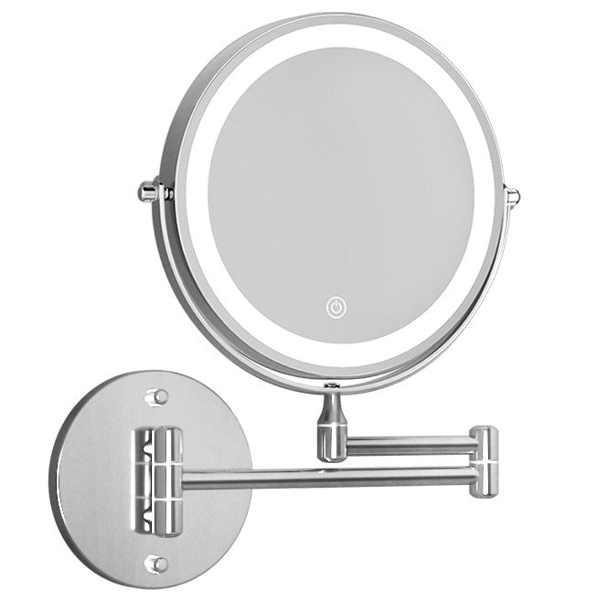 Extendable Makeup Double-Sided Bathroom Magnifying Mirror - White