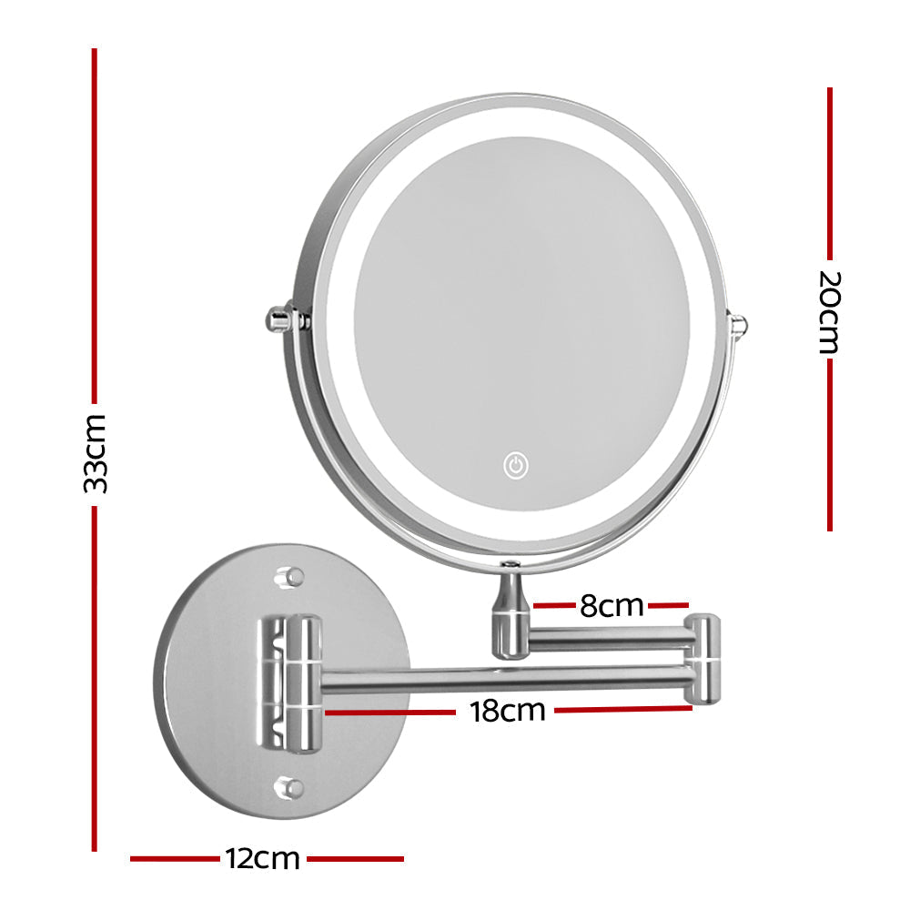 Extendable Makeup Double-Sided Bathroom Magnifying Mirror - White