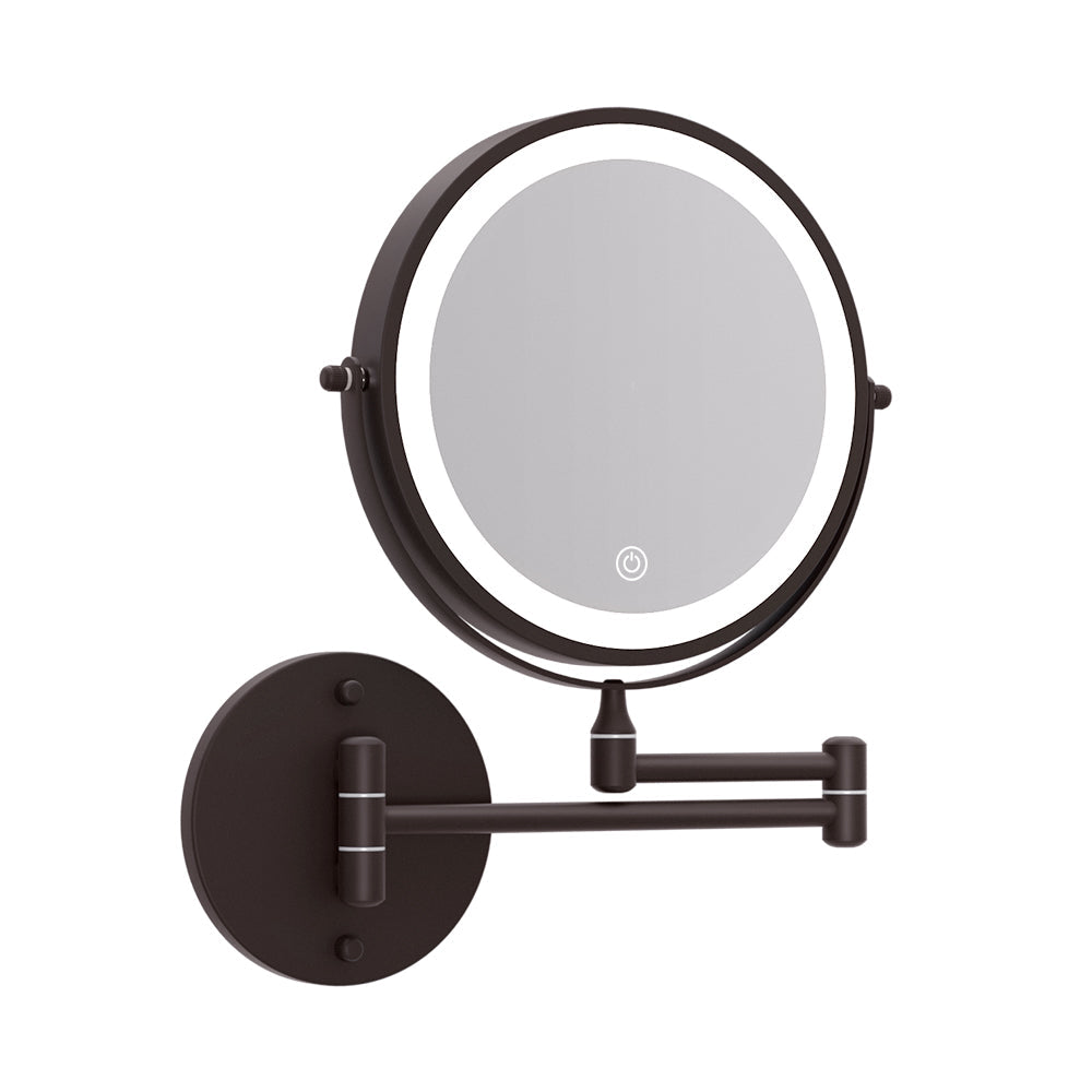 Extendable Makeup Double-Sided Bathroom Magnifying Mirror - Brown