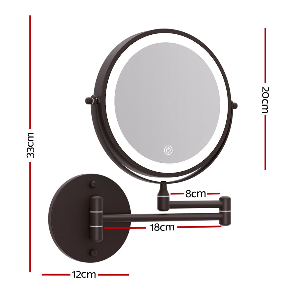 Extendable Makeup Double-Sided Bathroom Magnifying Mirror - Brown