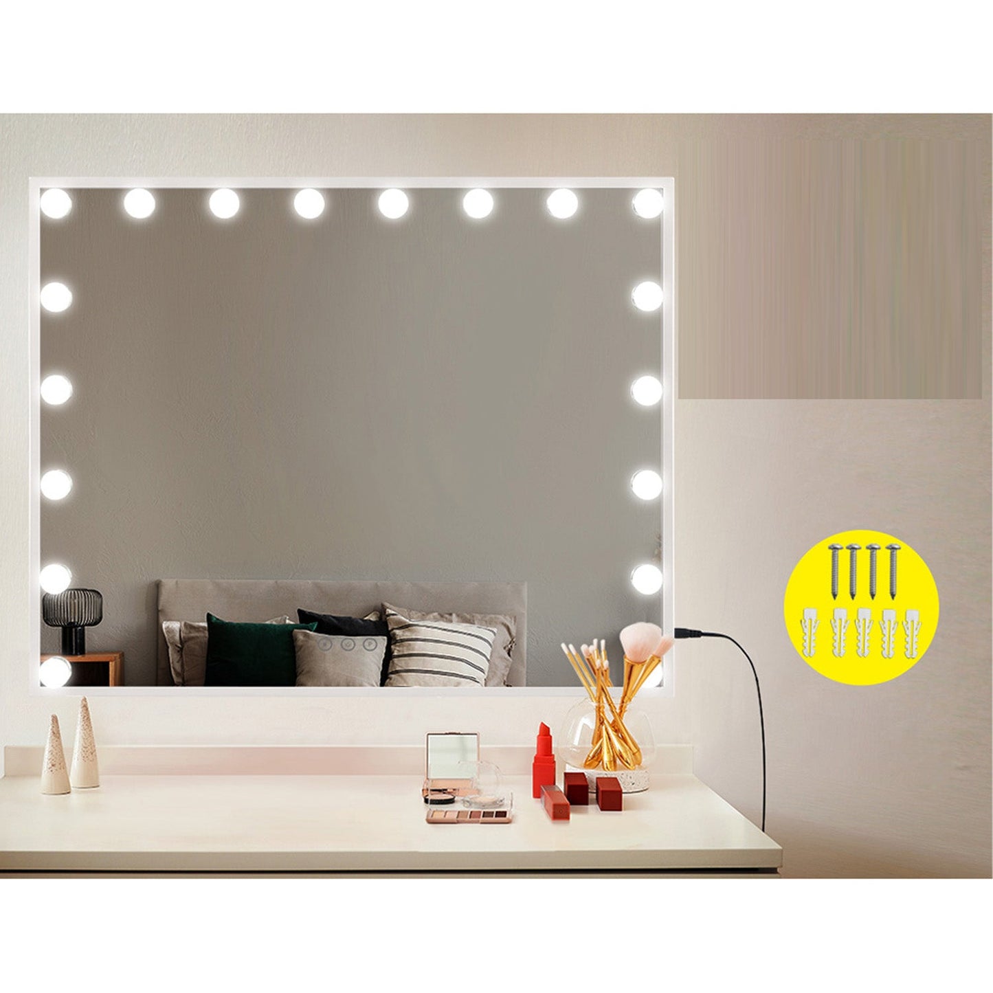 Makeup Mirror with 18 LED Bulbs - 65cm x 80cm