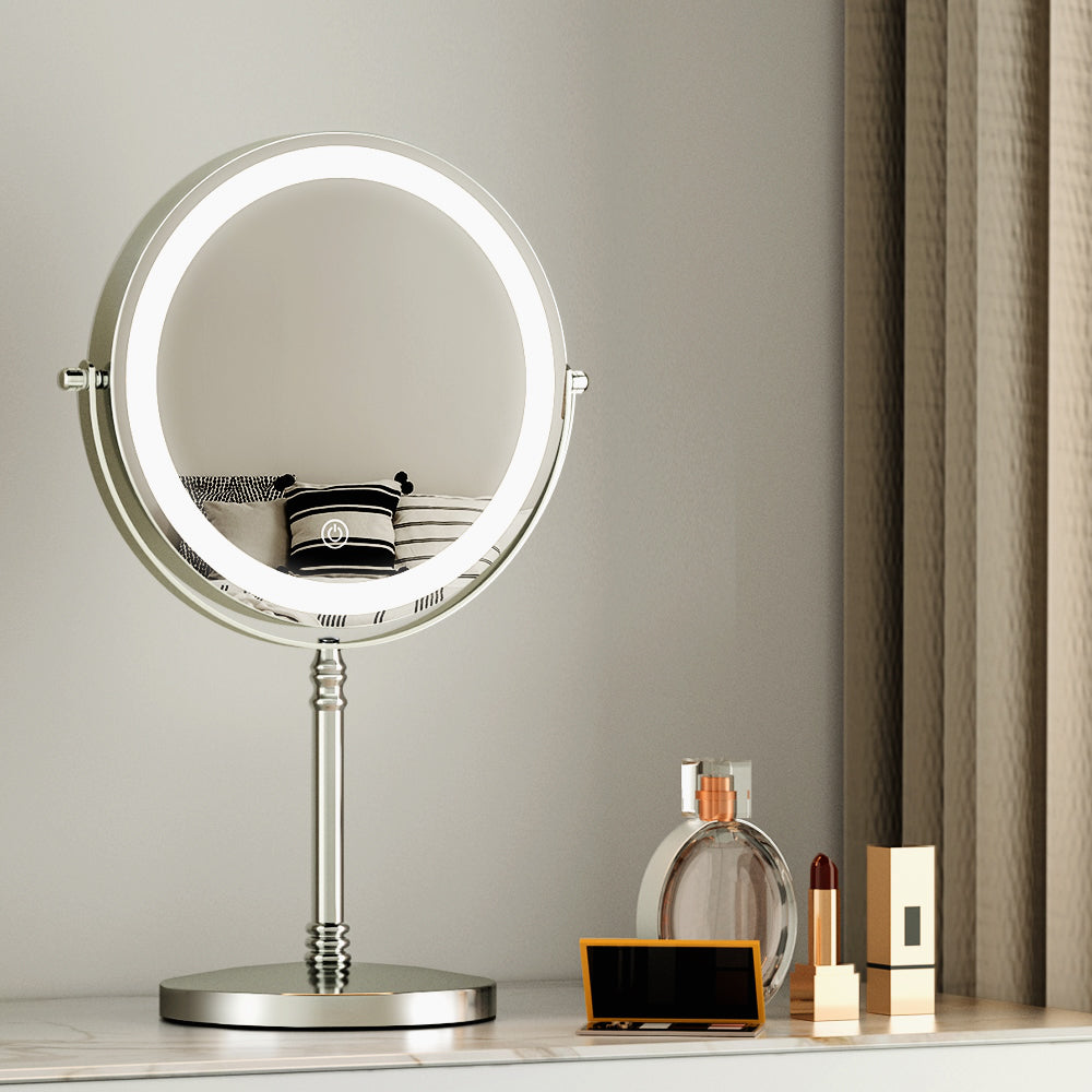 Makeup LED Light Cosmetic Round 360 Rotation Magnifying Mirror - White