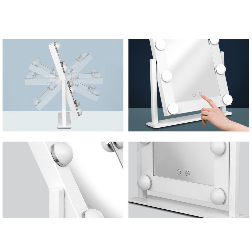 LED Standing Makeup Mirror 3 LED Light Setting - White