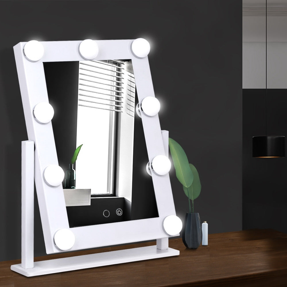 LED Standing Makeup Mirror 3 LED Light Setting - White