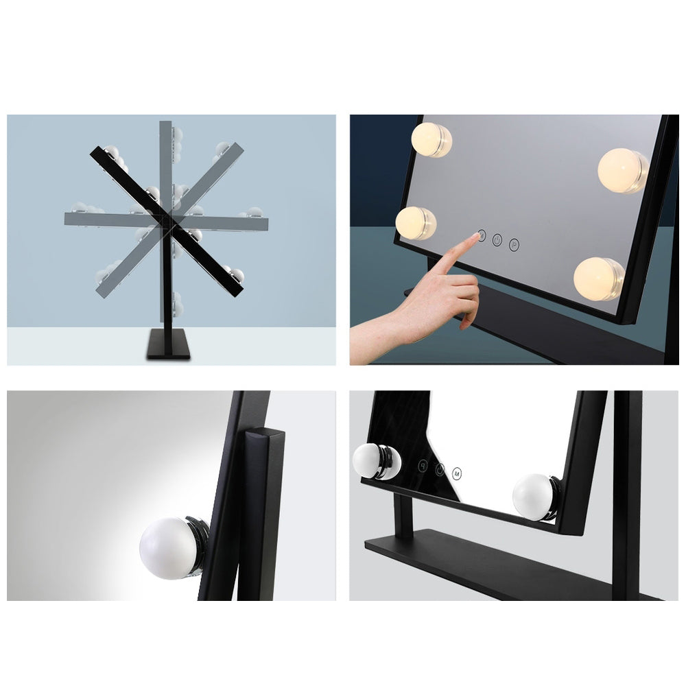LED Standing Makeup Mirror - Black