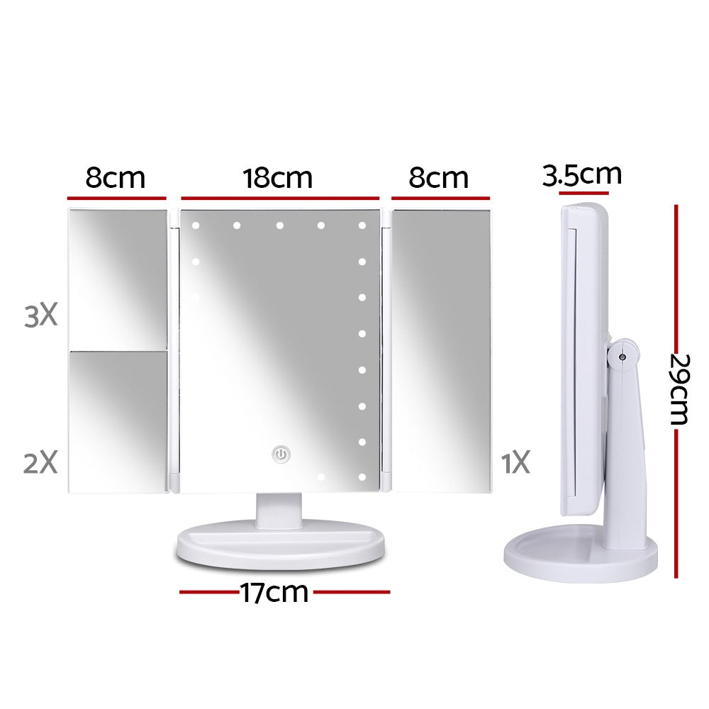 Tri-Fold Make Up Mirror with - 22 LED Lights